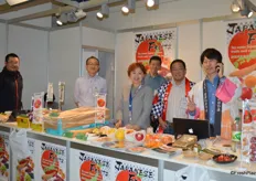 Mr Akinari Iida (general manager, 2nd on the right) is leading the Royal Co., Ltd. team. They have a small cook stand at the booth. The team is happy to see that International visitors are very interested in knowing more about Japanese fruits.